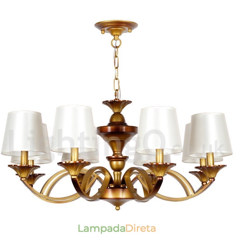 Lustre estilo retrô mediterrâneo com 8 luzes estilo vela rústica