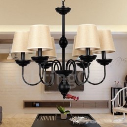 Lustre estilo vela contemporâneo retrô rústico de 6 luzes