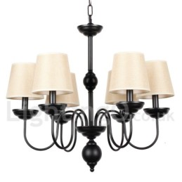 Lustre estilo vela contemporâneo retrô rústico de 6 luzes