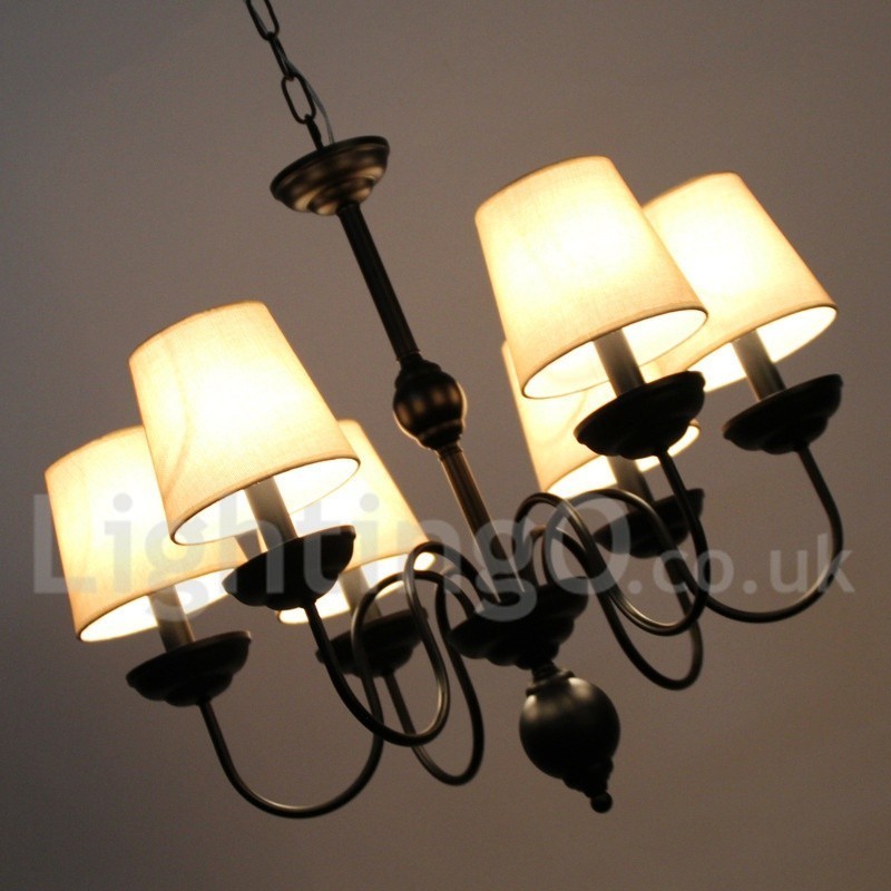 Lustre estilo vela contemporâneo retrô rústico de 6 luzes