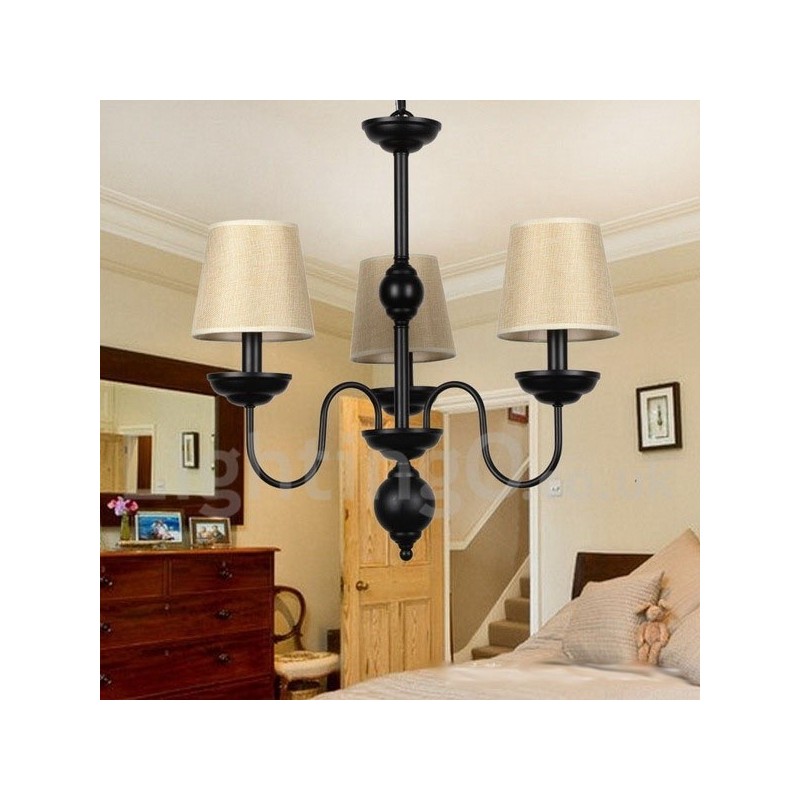 Lustre estilo vela contemporâneo retrô rústico de 3 luzes