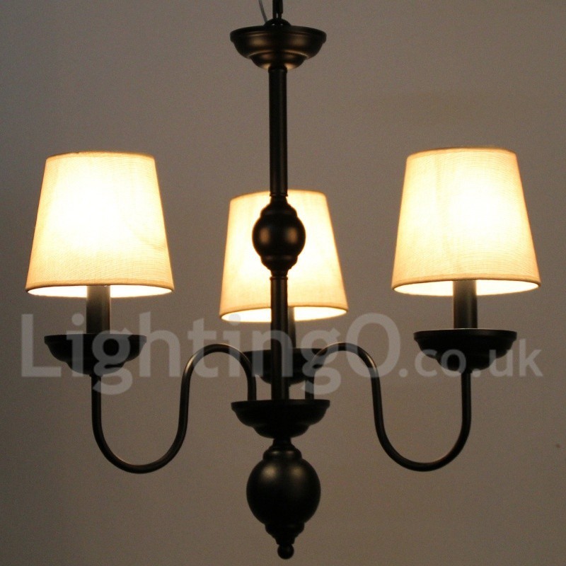 Lustre estilo vela contemporâneo retrô rústico de 3 luzes