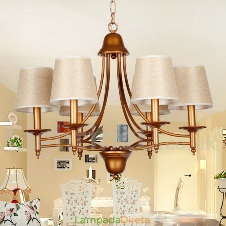 Lustre estilo vela estilo mediterrâneo retrô rústico de 6 luzes Lustre estilo vela estilo mediterrâneo retrô rústico de 6 luzes