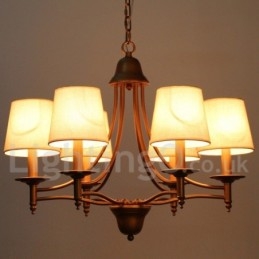 Lustre estilo vela estilo mediterrâneo retrô rústico de 6 luzes