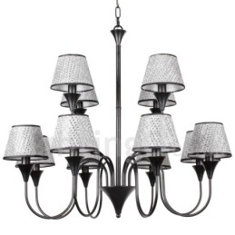 Lustre estilo vela preta retrô moderno e contemporâneo de 12 luzes