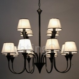Lustre estilo vela preta retrô moderno e contemporâneo de 12 luzes