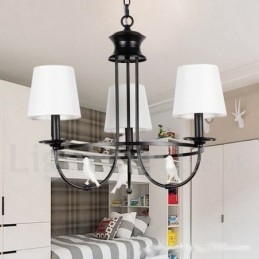 Lustre estilo mediterrâneo retrô preto de 3 luzes, estilo rústico e contemporâneo, estilo vela