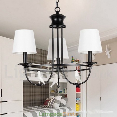 Lustre estilo mediterrâneo retrô preto de 3 luzes, estilo rústico e contemporâneo, estilo vela Lustre estilo mediterrâneo retrô preto de 3 luzes, estilo rústico e contemporâneo, estilo vela
