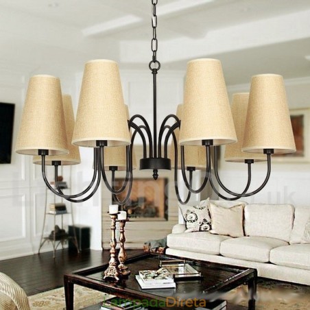 Lustre estilo vela retrô contemporâneo de 8 luzes Lustre estilo vela retrô contemporâneo de 8 luzes