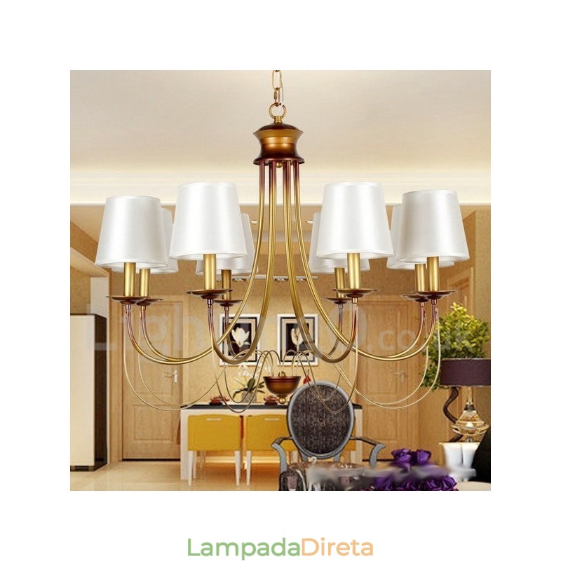 Lustre estilo vela contemporâneo moderno estilo mediterrâneo rústico de 8 luzes