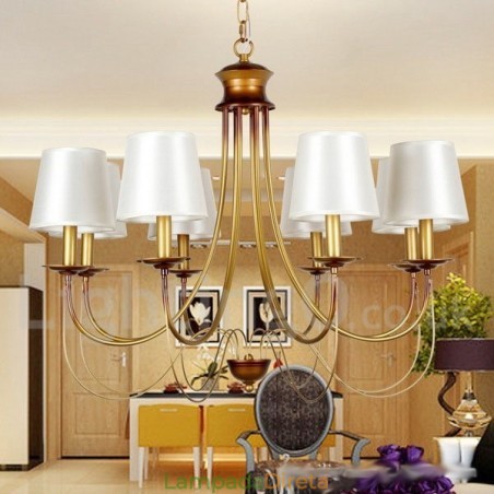 Lustre estilo vela contemporâneo moderno estilo mediterrâneo rústico de 8 luzes Lustre estilo vela contemporâneo moderno estilo mediterrâneo rústico de 8 luzes