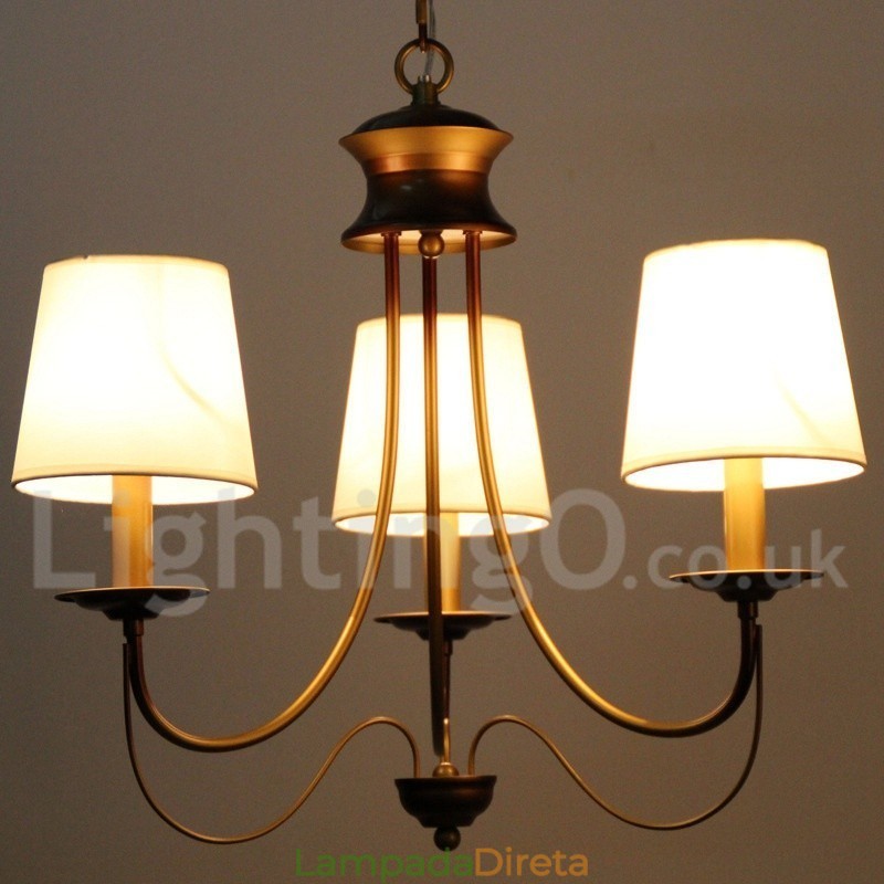 Lustre estilo vela contemporâneo moderno estilo mediterrâneo rústico de 3 luzes