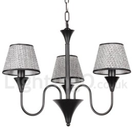 Lustre estilo vela preta retrô contemporâneo moderno rústico de 3 luzes