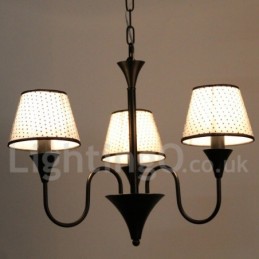 Lustre estilo vela preta retrô contemporâneo moderno rústico de 3 luzes