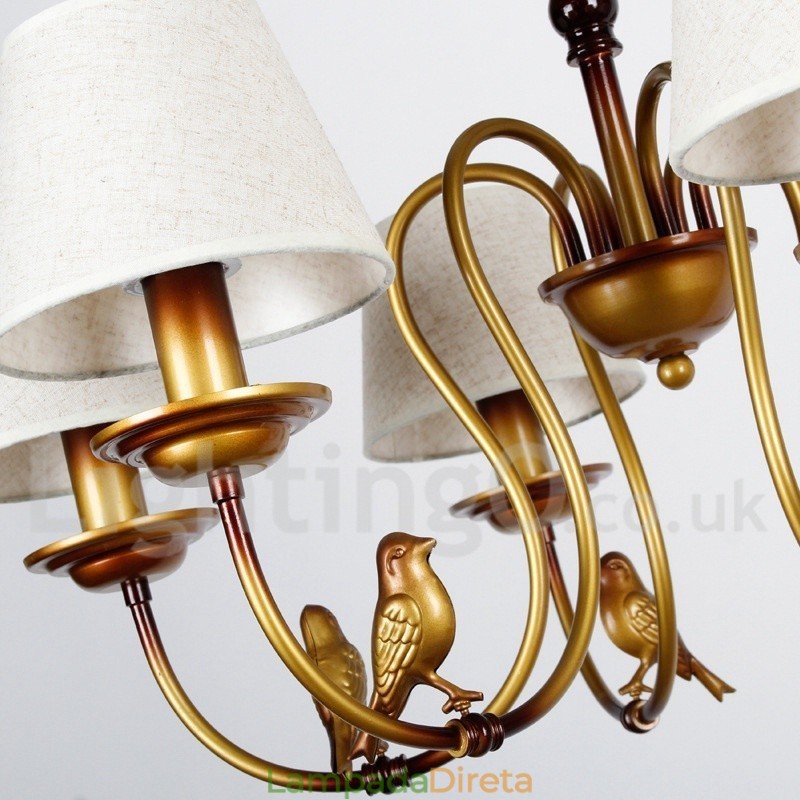 Lustre moderno contemporâneo rústico retrô estilo vela de 5 luzes