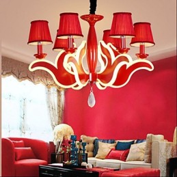 Lustre de acrílico vermelho com luzes criativas para jardim