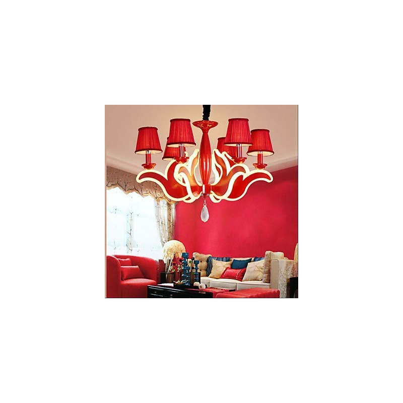 Lustre de acrílico vermelho com luzes criativas para jardim