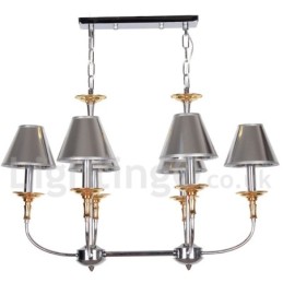 Lustre moderno contemporâneo cromado estilo vela de 6 luzes