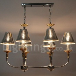 Lustre moderno contemporâneo cromado estilo vela de 6 luzes