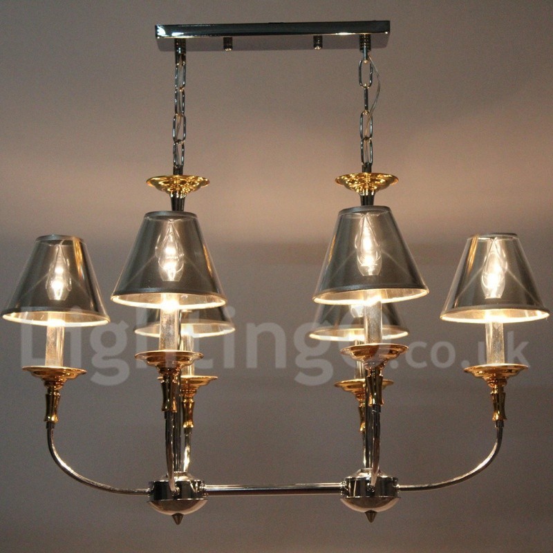Lustre moderno contemporâneo cromado estilo vela de 6 luzes