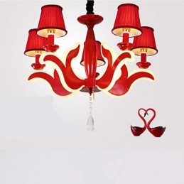 Lustre de acrílico vermelho com luzes criativas para jardim