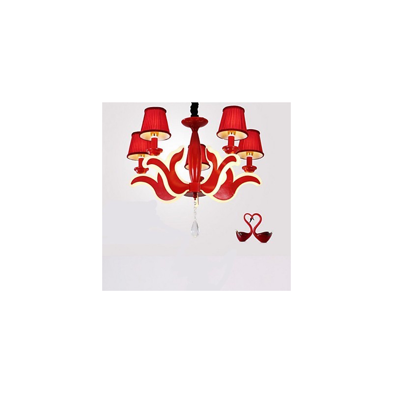 Lustre de acrílico vermelho com luzes criativas para jardim