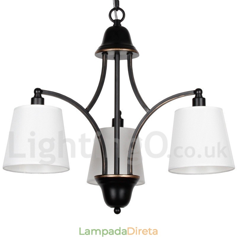 Lustre estilo vela contemporâneo retrô rústico de 3 luzes