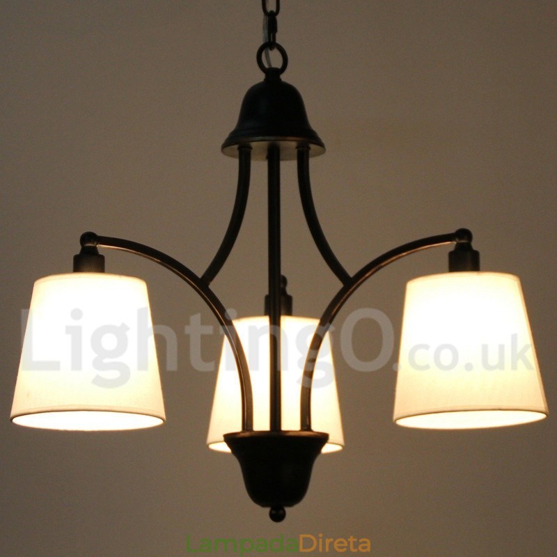 Lustre estilo vela contemporâneo retrô rústico de 3 luzes