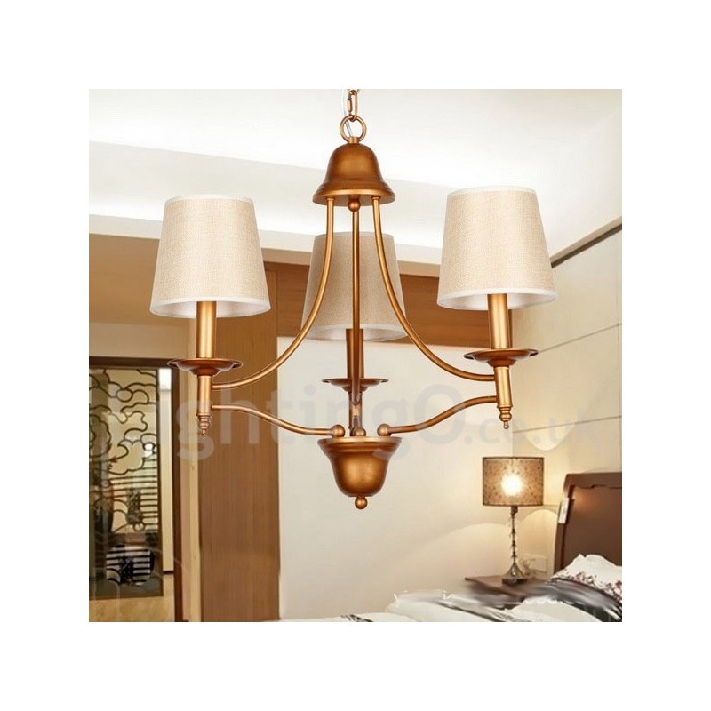 Lustre estilo vela estilo mediterrâneo retrô rústico de 3 luzes