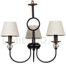 Lustre estilo vela contemporâneo estilo mediterrâneo retrô preto rústico de 3 luzes
