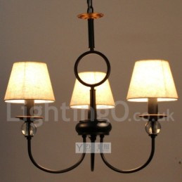 Lustre estilo vela contemporâneo estilo mediterrâneo retrô preto rústico de 3 luzes