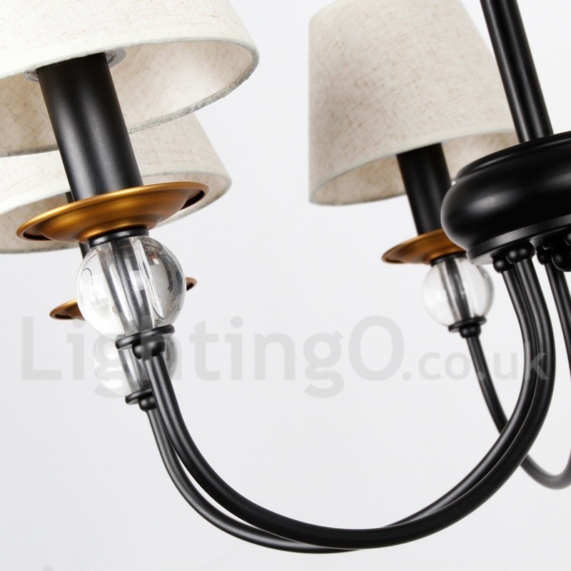 Lustre estilo vela contemporâneo estilo mediterrâneo retrô preto rústico de 3 luzes