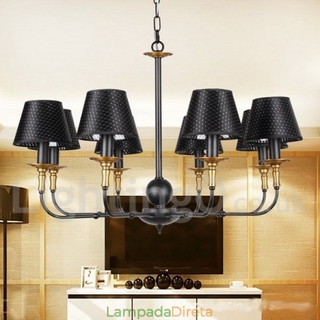 Lustre estilo vela rústica retrô de 8 luzes Lustre estilo vela rústica retrô de 8 luzes