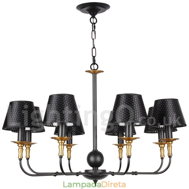 Lustre estilo vela rústica retrô de 8 luzes