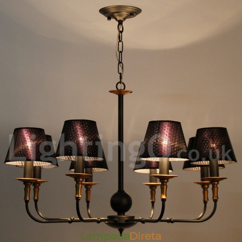 Lustre estilo vela rústica retrô de 8 luzes