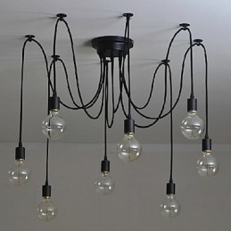 8 Luzes Lustre Pendente Tradicional Clássico Retro Metal