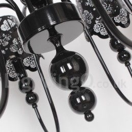 Lustre moderno contemporâneo de 8 luzes estilo vela preta vazada
