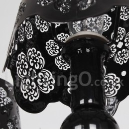 Lustre moderno contemporâneo de 8 luzes estilo vela preta vazada