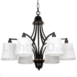 Lustre estilo vela contemporâneo retrô rústico de 6 luzes