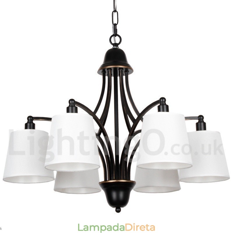 Lustre estilo vela contemporâneo retrô rústico de 6 luzes