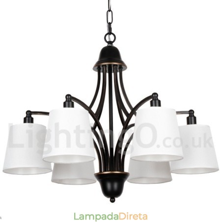 Lustre estilo vela contemporâneo retrô rústico de 6 luzes Lustre estilo vela contemporâneo retrô rústico de 6 luzes