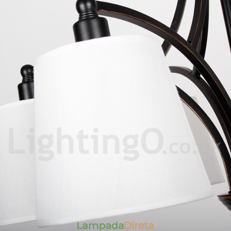Lustre estilo vela contemporâneo retrô rústico de 6 luzes