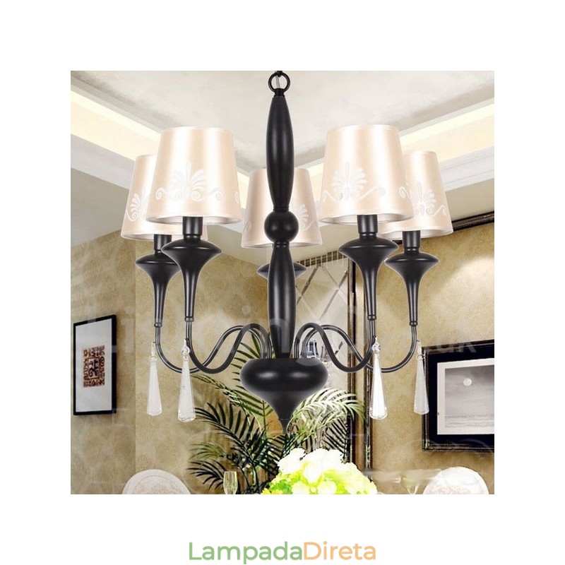 Lustre estilo vela estilo mediterrâneo de 5 luzes