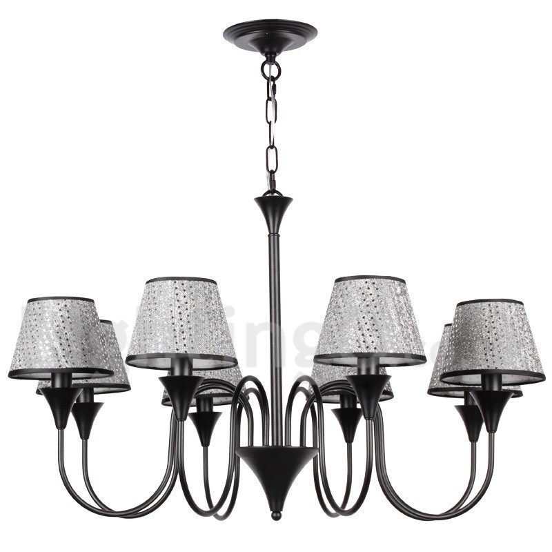 Lustre estilo vela preta retrô contemporâneo moderno rústico de 8 luzes