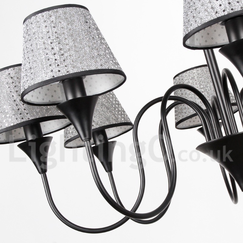 Lustre estilo vela preta retrô contemporâneo moderno rústico de 8 luzes