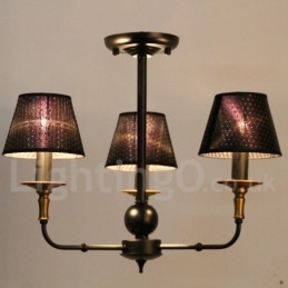 Lustre estilo vela rústica retrô de 3 luzes