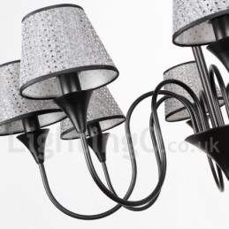 Lustre estilo vela preta retrô, moderno e contemporâneo, rústico, de 5 luzes