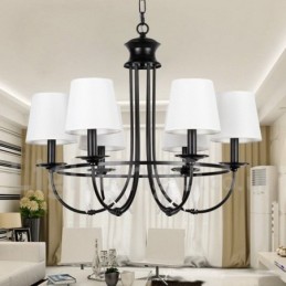 Lustre estilo mediterrâneo retrô preto de 6 luzes, estilo rústico e contemporâneo, estilo vela