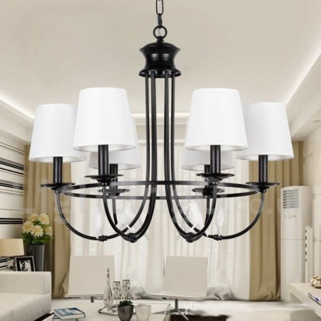 Lustre estilo mediterrâneo retrô preto de 6 luzes, estilo rústico e contemporâneo, estilo vela Lustre estilo mediterrâneo retrô preto de 6 luzes, estilo rústico e contemporâneo, estilo vela