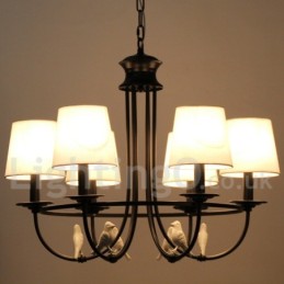 Lustre estilo mediterrâneo retrô preto de 6 luzes, estilo rústico e contemporâneo, estilo vela